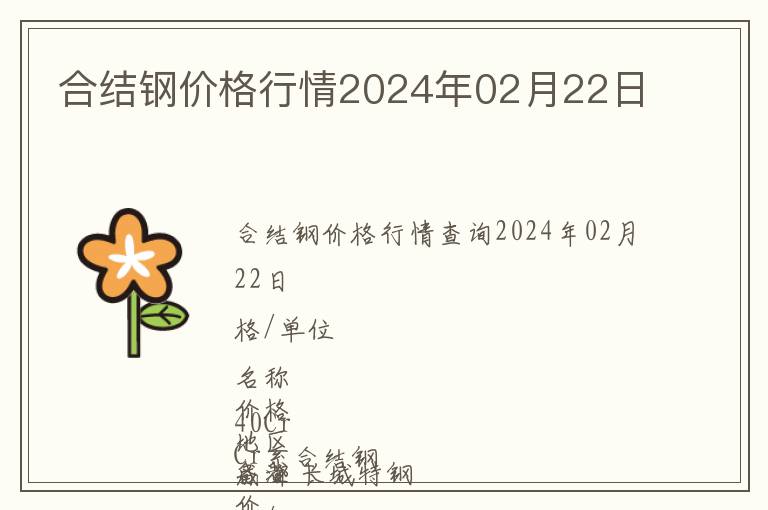 合結鋼價格行情2024年02月22日