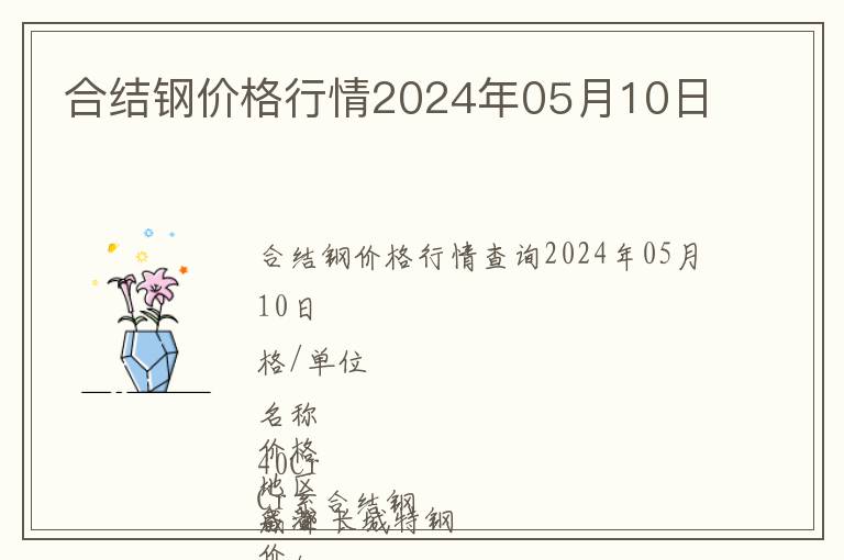 合結(jié)鋼價格行情2024年05月10日