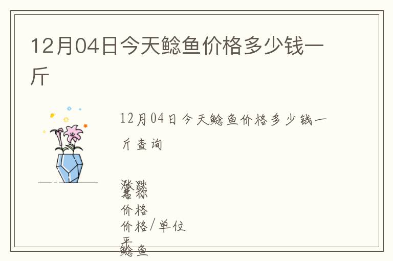 12月04日今天鯰魚價格多少錢一斤