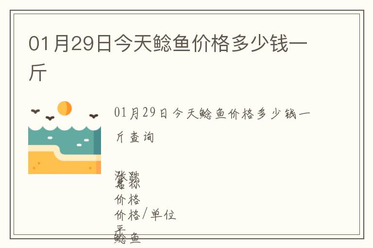 01月29日今天鯰魚價格多少錢一斤