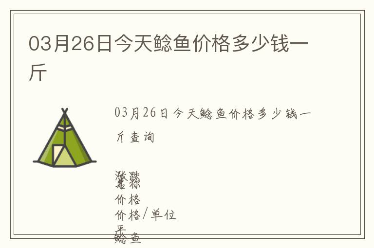 03月26日今天鯰魚價格多少錢一斤