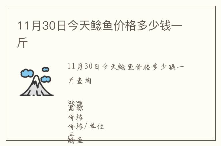 11月30日今天鯰魚價(jià)格多少錢一斤