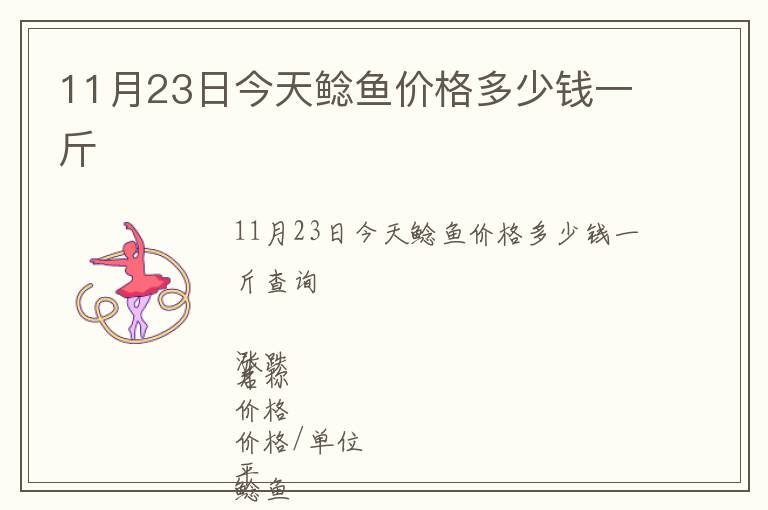 11月23日今天鯰魚價格多少錢一斤