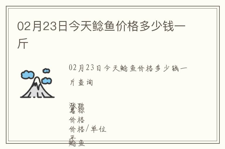 02月23日今天鯰魚價格多少錢一斤