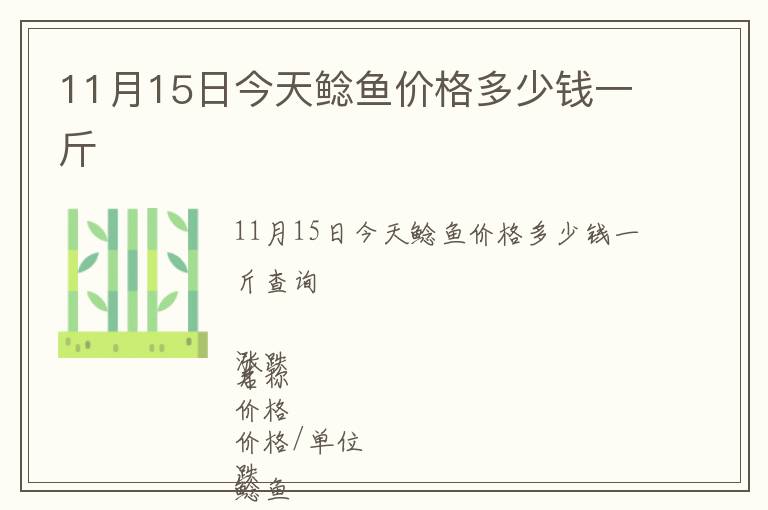 11月15日今天鯰魚價格多少錢一斤