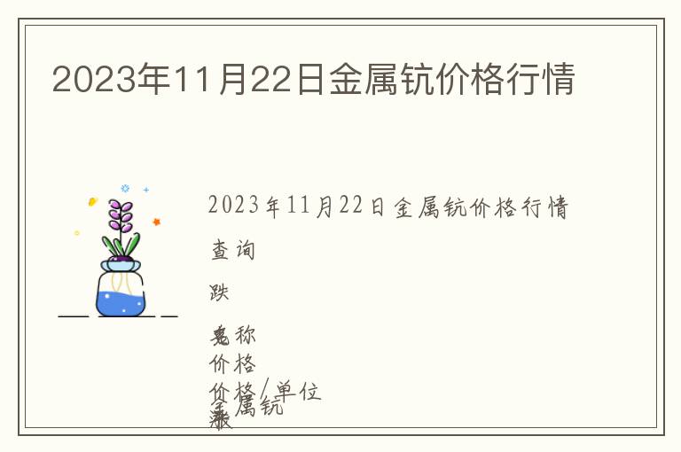 2023年11月22日金屬鈧價格行情