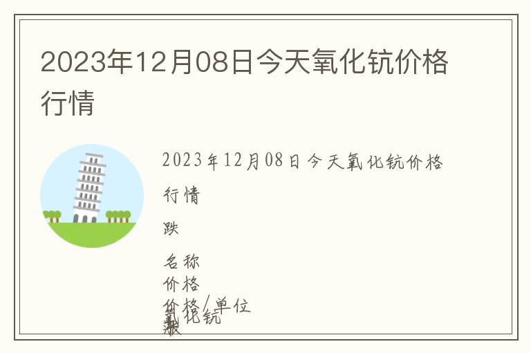 2023年12月08日今天氧化鈧價格行情