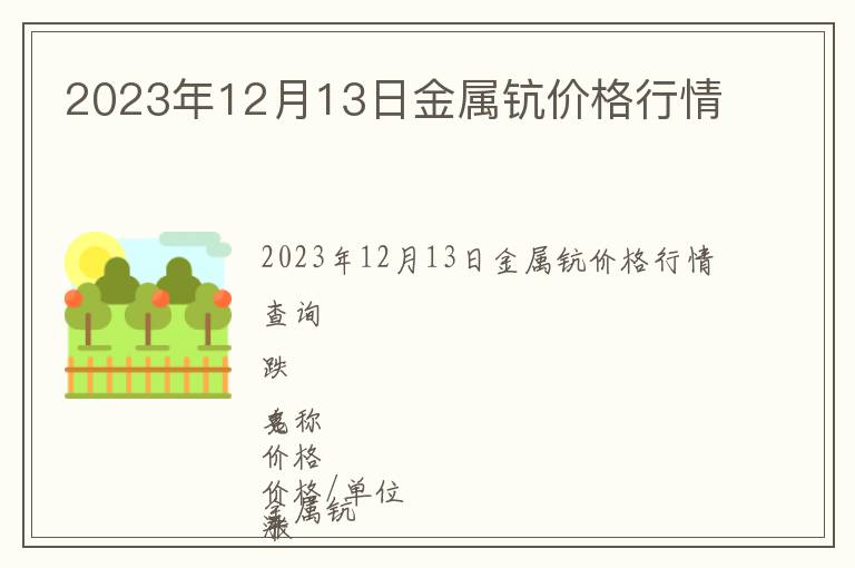 2023年12月13日金屬鈧價格行情