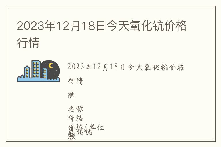 2023年12月18日今天氧化鈧價格行情