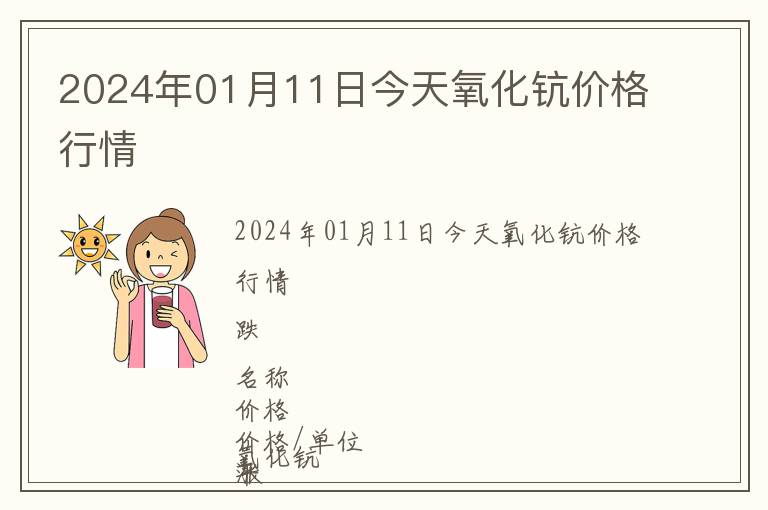 2024年01月11日今天氧化鈧價格行情