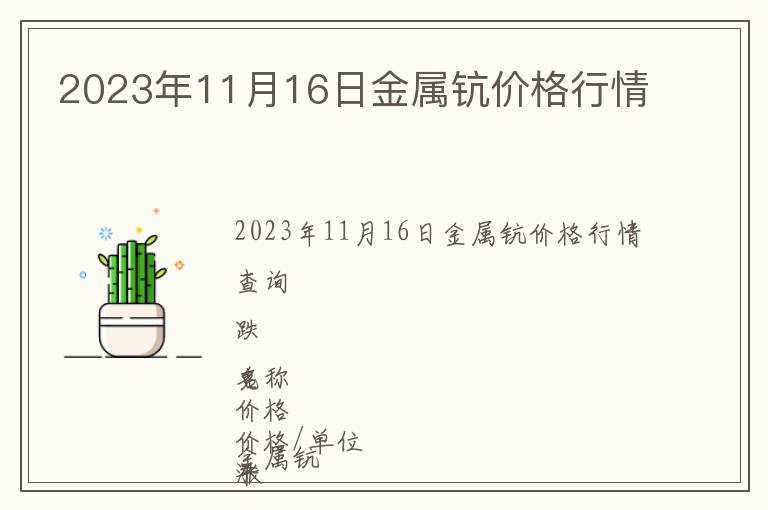 2023年11月16日金屬鈧價格行情