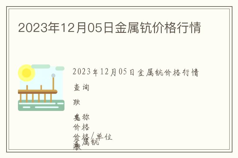 2023年12月05日金屬鈧價格行情