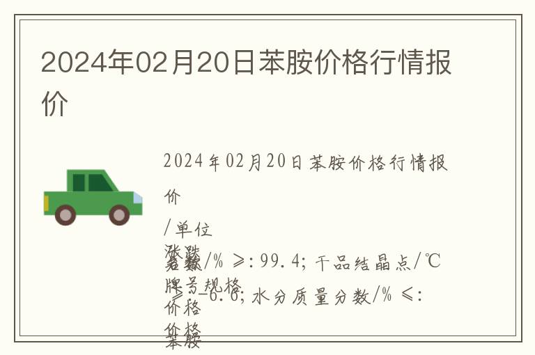 2024年02月20日苯胺價格行情報價