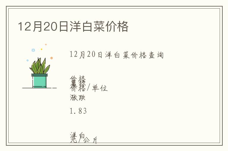 12月20日洋白菜價(jià)格