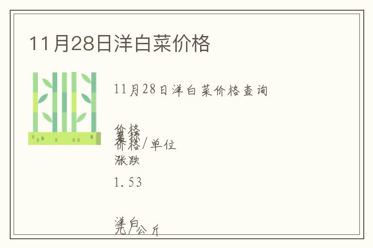 11月28日洋白菜價格