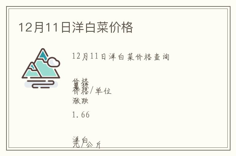 12月11日洋白菜價格