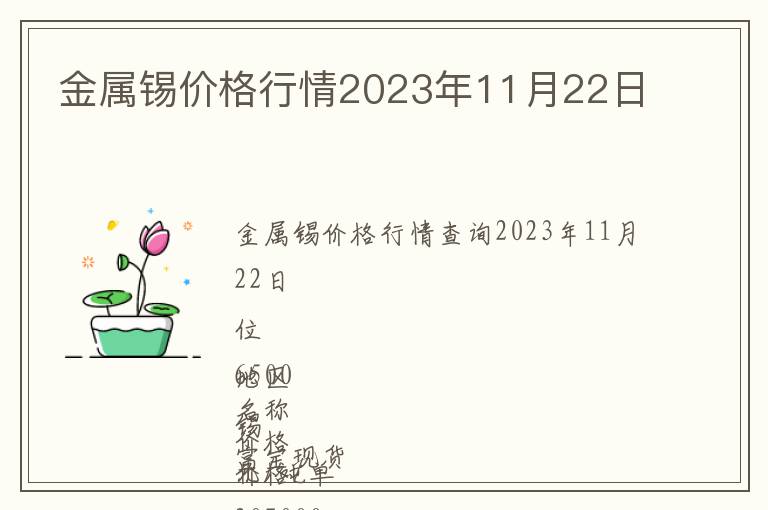 金屬錫價格行情2023年11月22日