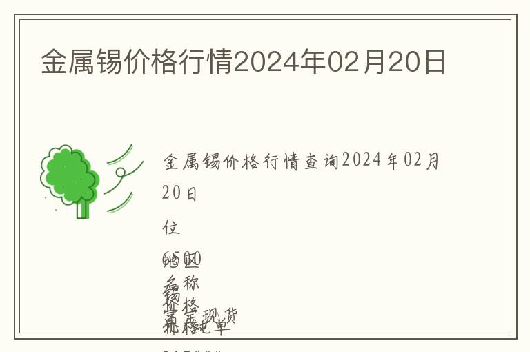 金屬錫價格行情2024年02月20日