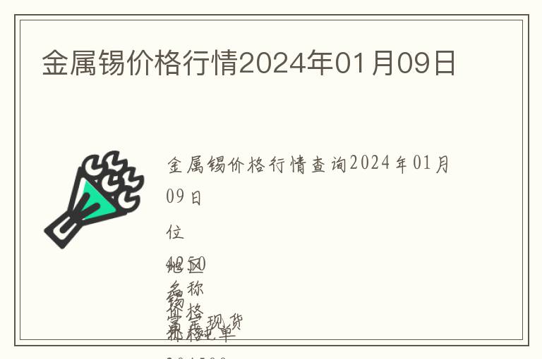 金屬錫價(jià)格行情2024年01月09日