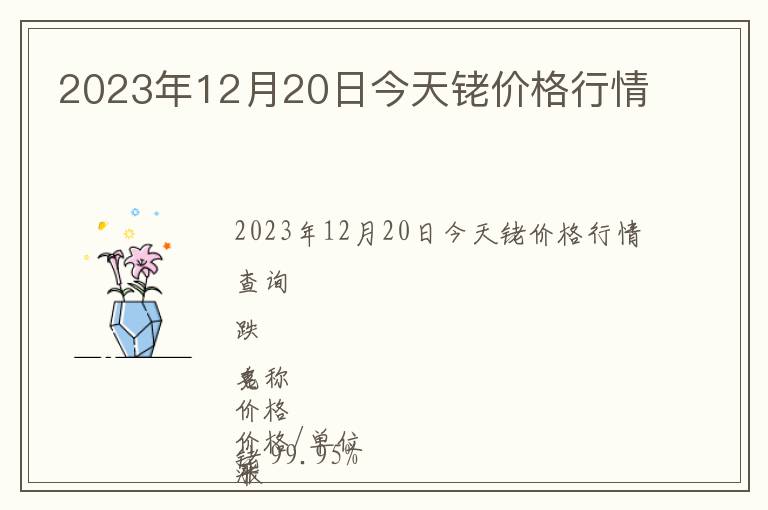 2023年12月20日今天銠價格行情