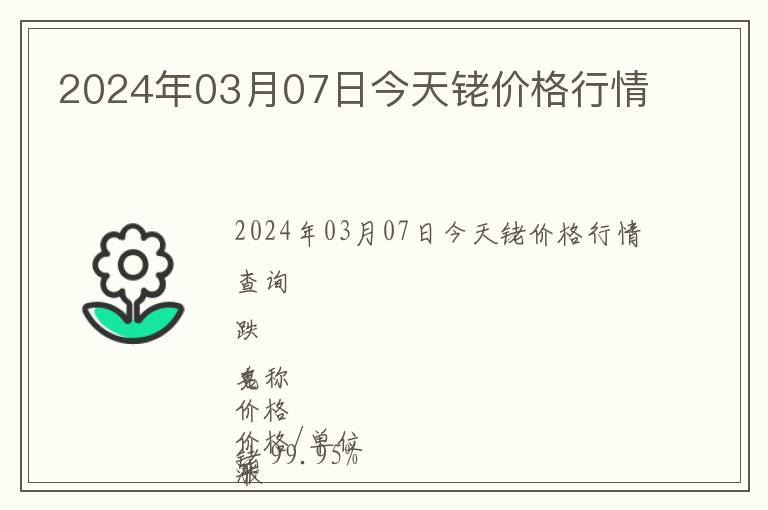 2024年03月07日今天銠價(jià)格行情