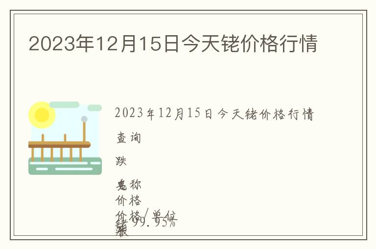 2023年12月15日今天銠價格行情