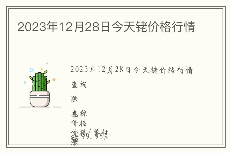 2023年12月28日今天銠價(jià)格行情