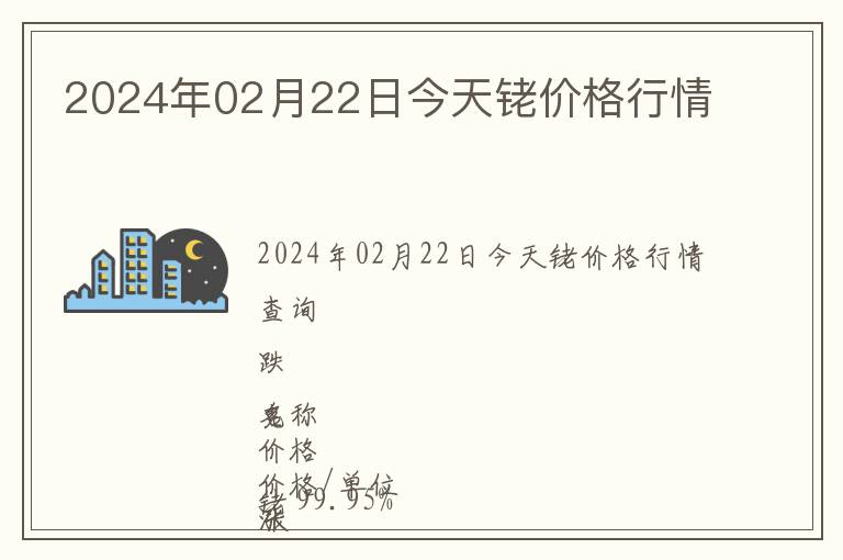 2024年02月22日今天銠價格行情