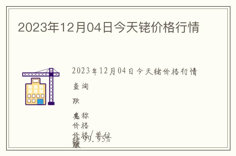 2023年12月04日今天銠價(jià)格行情