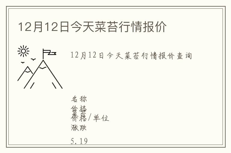 12月12日今天菜苔行情報價