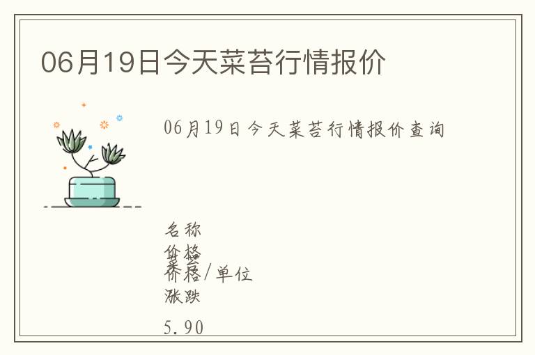 06月19日今天菜苔行情報價