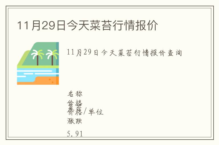 11月29日今天菜苔行情報價