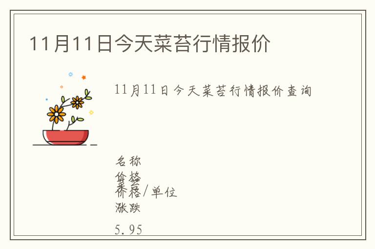 11月11日今天菜苔行情報價