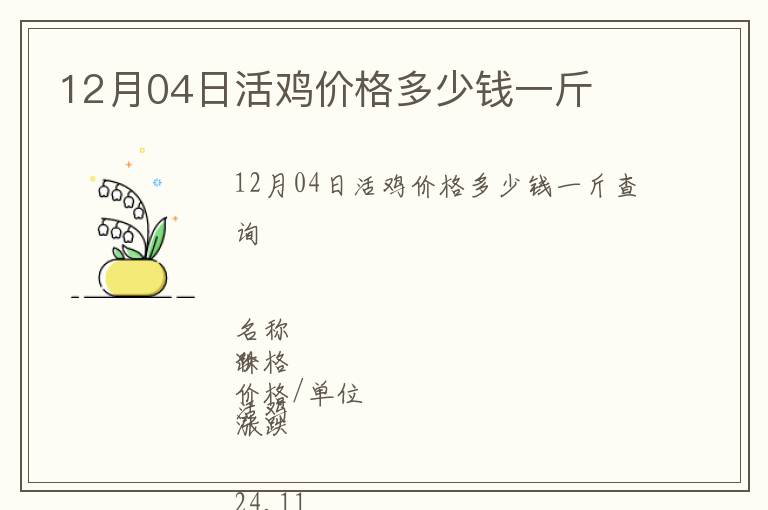 12月04日活雞價(jià)格多少錢一斤