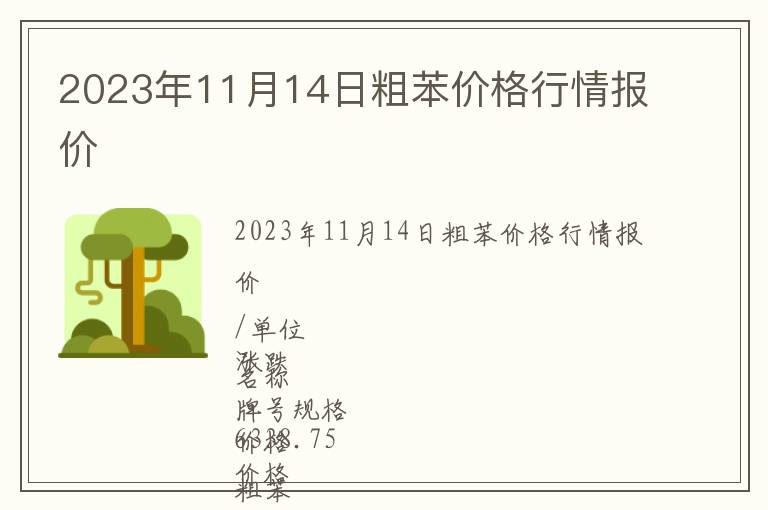 2023年11月14日粗苯價格行情報價