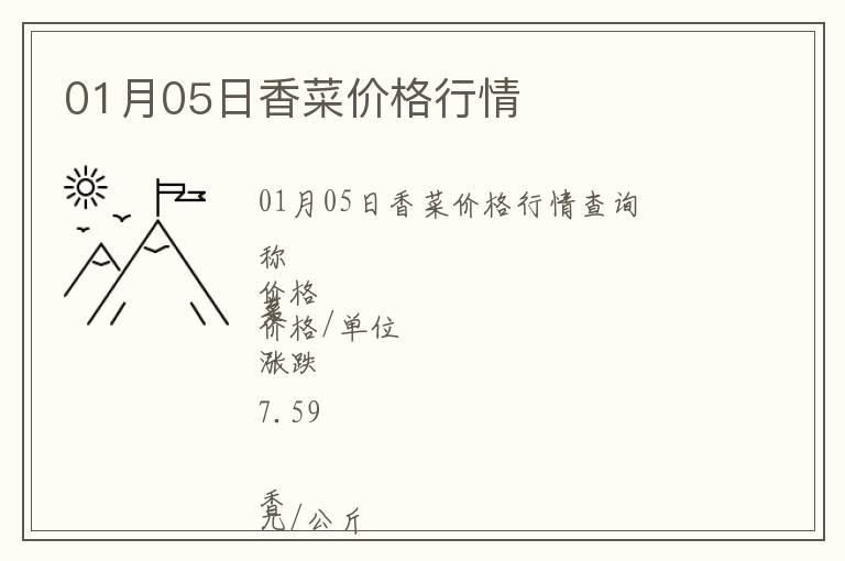 01月05日香菜價格行情