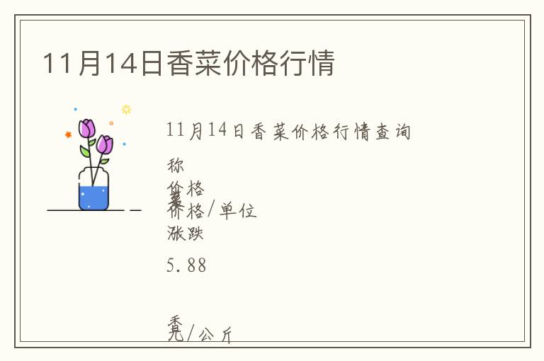 11月14日香菜價格行情