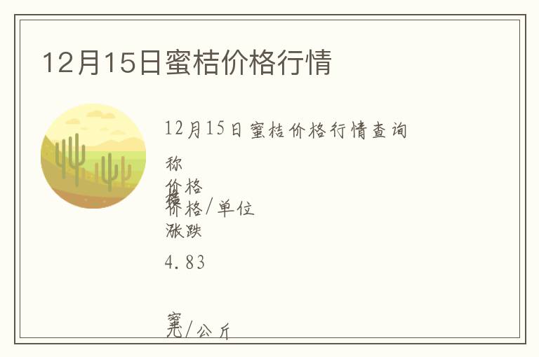 12月15日蜜桔價格行情