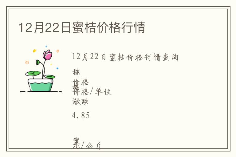 12月22日蜜桔價格行情