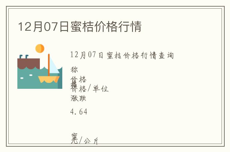 12月07日蜜桔價格行情