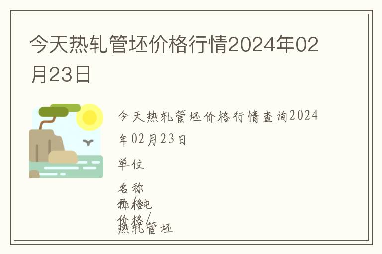 今天熱軋管坯價格行情2024年02月23日