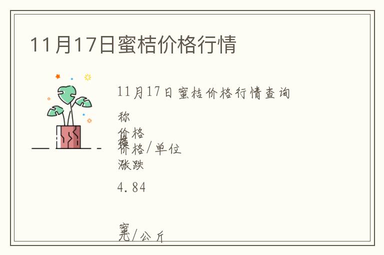 11月17日蜜桔價格行情