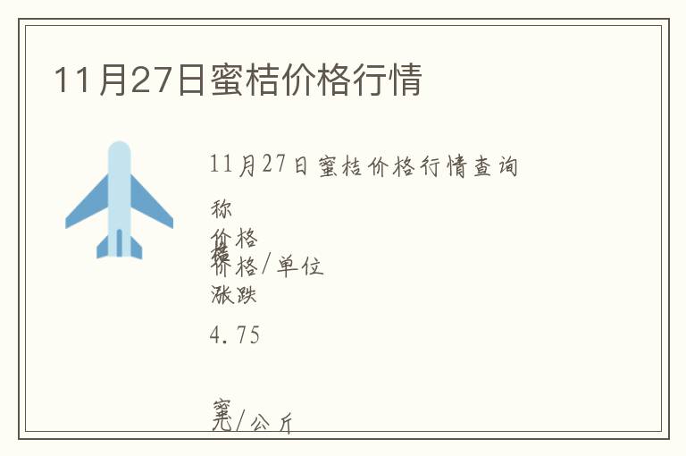 11月27日蜜桔價格行情