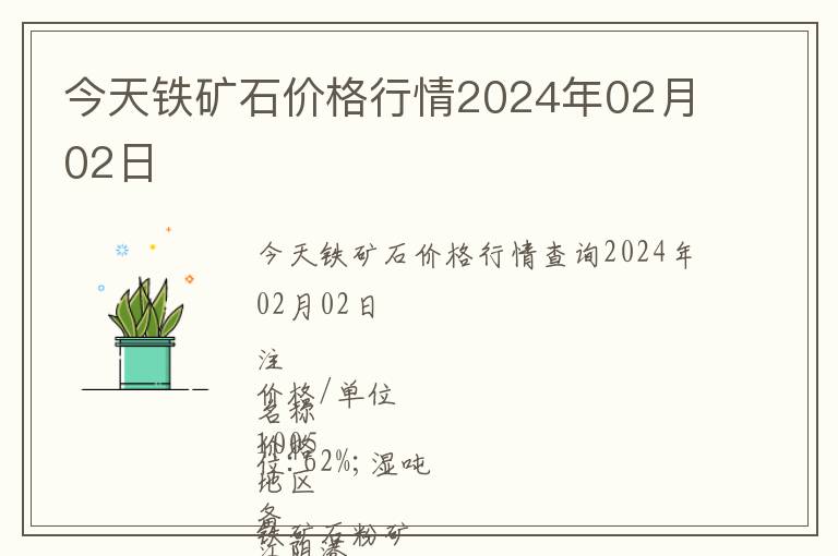 今天鐵礦石價格行情2024年02月02日