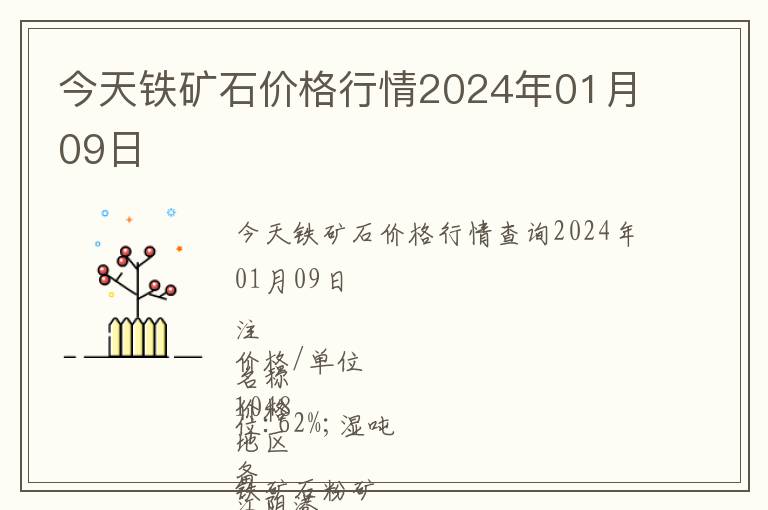 今天鐵礦石價格行情2024年01月09日