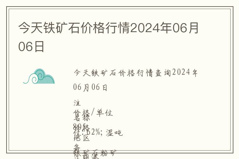 今天鐵礦石價格行情2024年06月06日