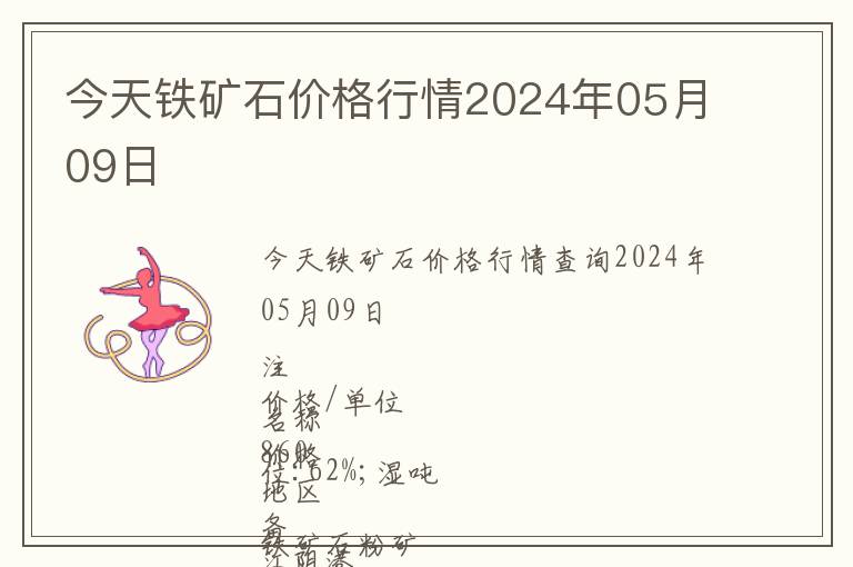 今天鐵礦石價格行情2024年05月09日