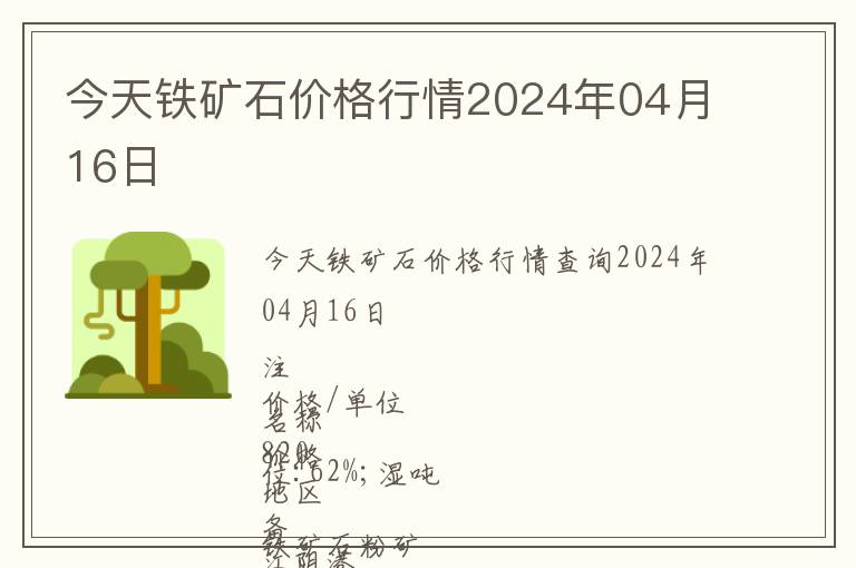 今天鐵礦石價格行情2024年04月16日