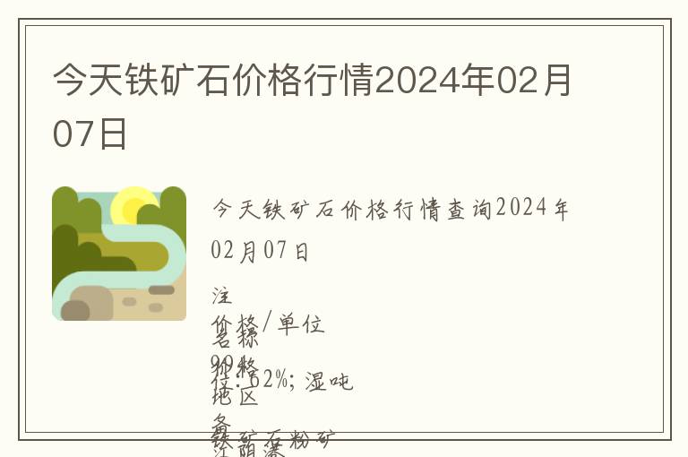 今天鐵礦石價格行情2024年02月07日