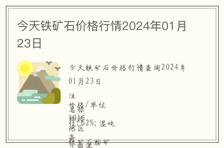 今天鐵礦石價格行情2024年01月23日